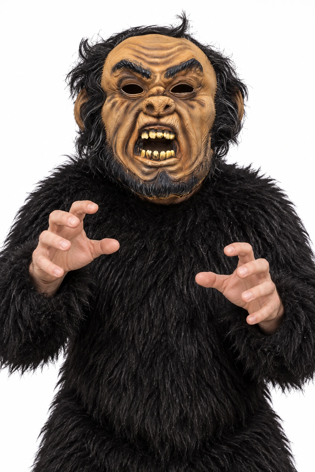 Barna gorillamaszk fekete szőrrel – termékillusztráció